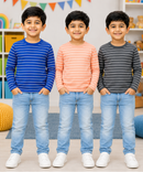 Kids Stripes Full Sleeve Cotton Tshirt | Age 0 to 3 Years (Pack of 3 Pieces)
