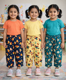 Pure Cotton Pajama Pant for Casual wear for Girl Kids Age 0 To 6 Years (Pack of 3)