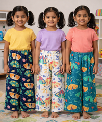 Printed Palazzo Pant | Casual Night wear for Girl Kids Age 4 To 10 Years (Pack of 3)