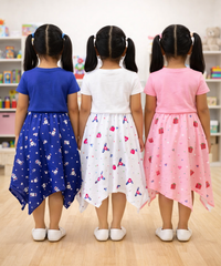 Cotton Fish Midi Floral Printed Skirt | Casual wear for Girl Kids Age 2 To 9 Years (Pack of 3)