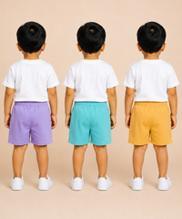 Pure Cotton Plain Shorts for Boys Kid with Elastic Age 3 Months to 4 Years (Pack of 3)