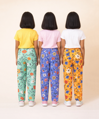 Girls Cotton Printed Track Pants (Pack of 3) | Nightwear & Casual | 6–9 Years