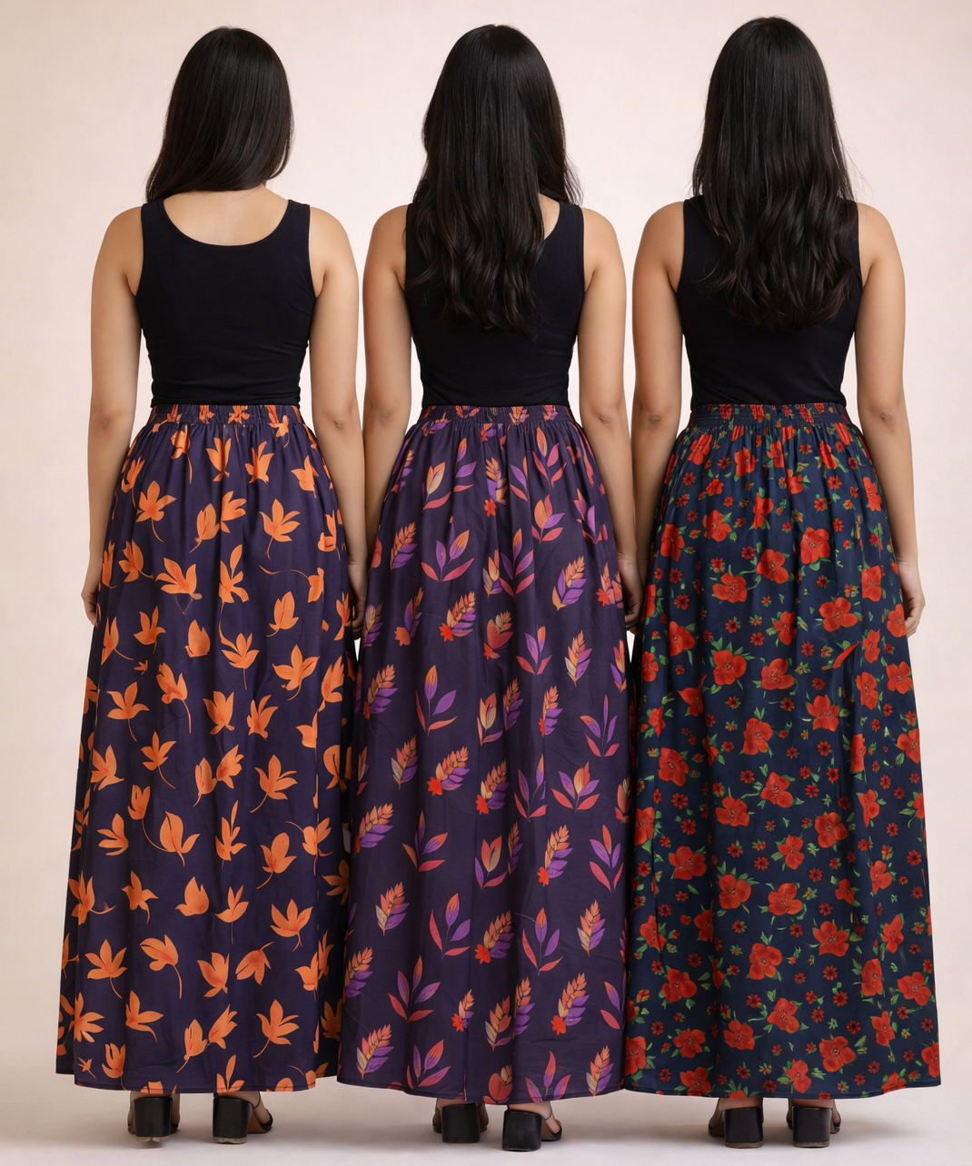 Rayon Floral Printed Skirt for Women Casual & Party Wear | Combo (Pack of 3)