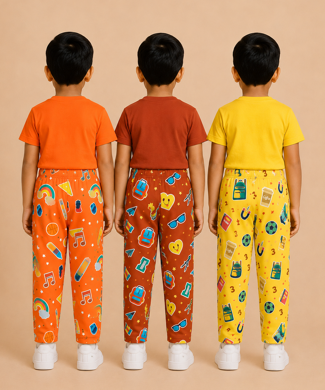 Pure Cotton Boys Printed Track Pant for Casual Night wear for Kids | Age 0 To 8 Years (Pack of 3)