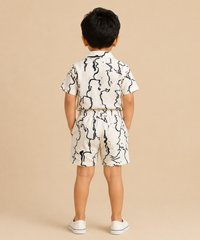 Polyester Printed Co-Ord Set for Baby Boys Casual Wear | Half Sleeve Shirt & Shorts Combo Set with Pocket | Age 1 to 10 Years
