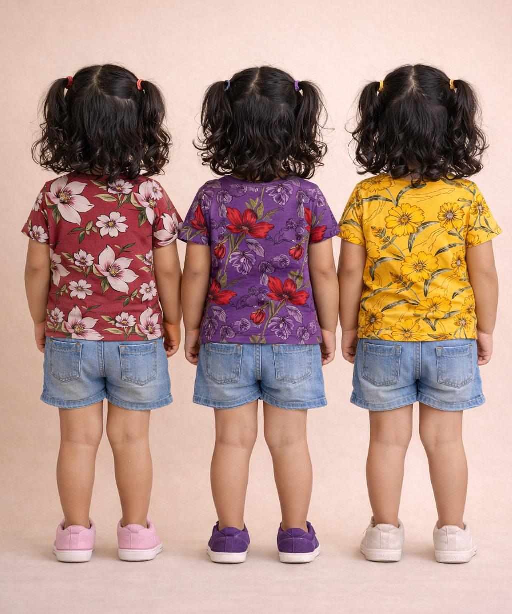 Kids Girls Cotton Printed T-shirt | 0 to 3 Years (Pack Of 3 Pieces)
