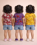 Kids Girls Cotton Printed T-shirt | 0 to 3 Years (Pack Of 3 Pieces)