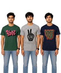 Men's Half Sleeve Printed Round Neck T-Shirt Combo (Pack of 3)