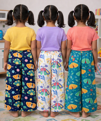 Printed Palazzo Pant | Casual Night wear for Girl Kids Age 4 To 10 Years (Pack of 3)