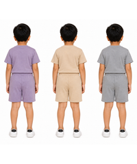 Kids Cartoon Print T-Shirt & Shorts Co-Ord Set for Boys | Age 6 Months-3 Years | Pack Of 3 Set Combo