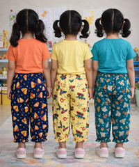 Pure Cotton Pajama Pant for Casual wear for Girl Kids Age 0 To 6 Years (Pack of 3)