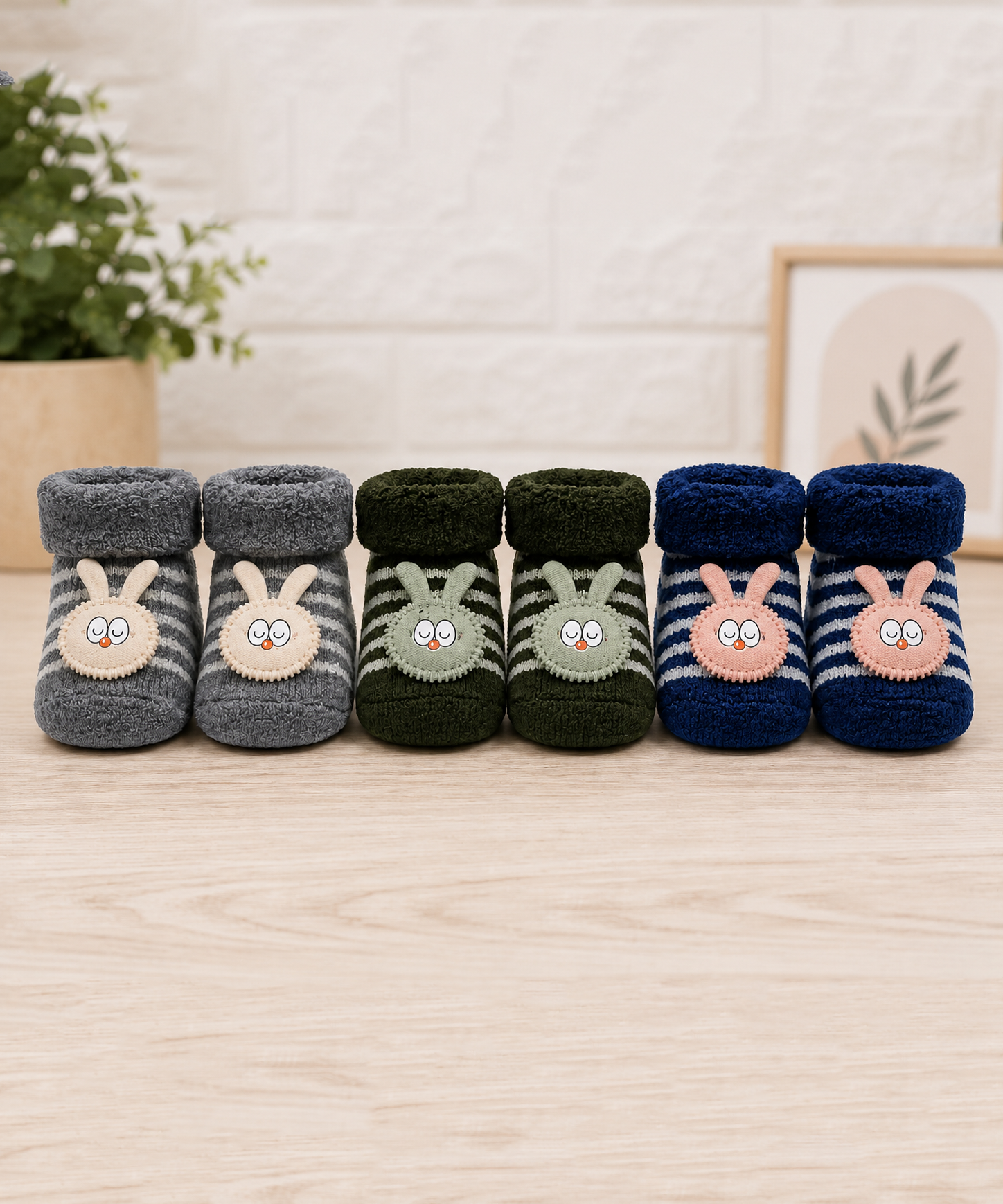 Soft Cotton Baby Booties | 0 to 12 Months | Pack of 3 Pairs Set