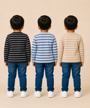 Kids Boys Cotton Stripes Full Sleeve T-shirt | Age 0-3 Years (Pack of 3)