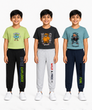 Boys Graphic Printed T-Shirt & Typography Track Pant Co-Ord Set | Age 2-5 Years | Pack Of 3 Set