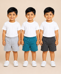 Pure Cotton Plain Shorts for Boys Kid with Elastic Age 3 Months to 4 Years (Pack of 3)