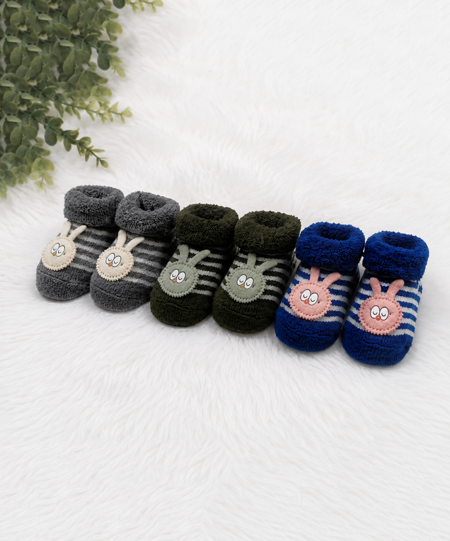 Soft Cotton Baby Booties | 0 to 12 Months | Pack of 3 Pairs Set