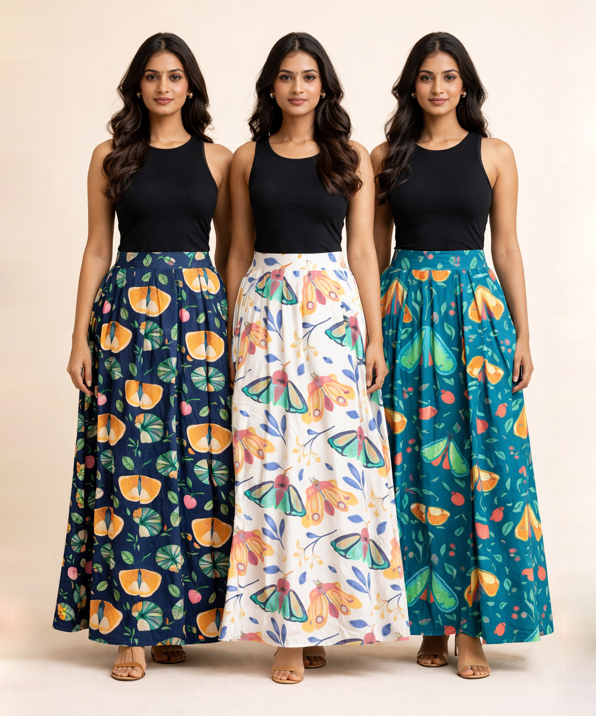Rayon Floral Printed Skirt for Women Casual & Party Wear | Combo (Pack of 3)