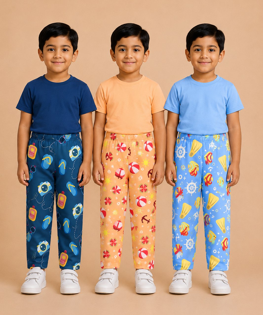 Pure Cotton Boys Printed Track Pant for Casual Night wear for Kids | Age 0 To 8 Years (Pack of 3)