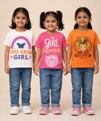 Kids 100% Cotton Fine Tshirt With Printed Multi Colour | Age 1 to 6 Years (Pack of 3 Pieces)