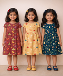 Girl Kids Frock 100% Cotton Floral Printed Gown Dress/Frock Dress | Age 1 to 8 Years (Pack of 3 Pieces)