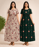 Maternity Feeding Maxi Dress | Nursing Friendly Nighty Style (Pack of 2 Pieces)