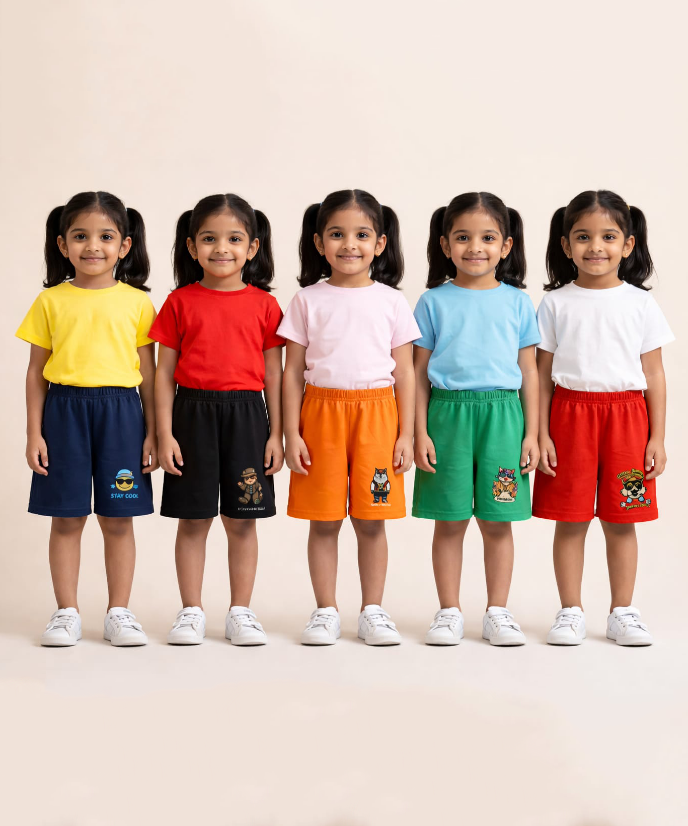 Girl Kid Cotton Printed Shorts | Random Cartoon Printed | Age 1 to 6 Years (Pack of 5 Pieces)