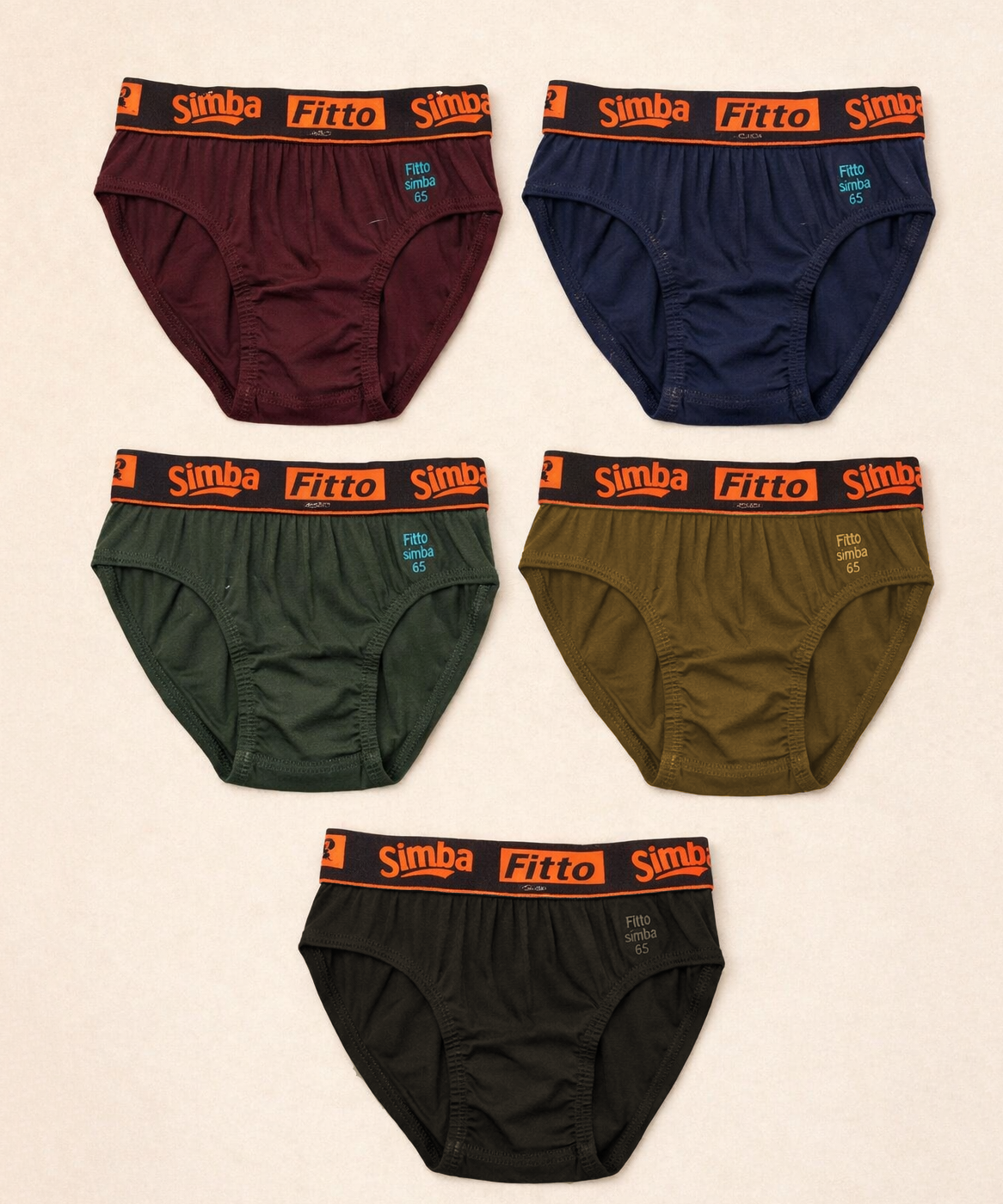 Boy Kids Simba Plain Underwear Brief 100% Pure Cotton | (Pack of 5)