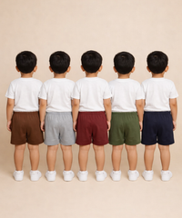 Pure Cotton Plain Shorts for Boys Kid with Elastic Age 1 to 4 Years (Pack of 10)