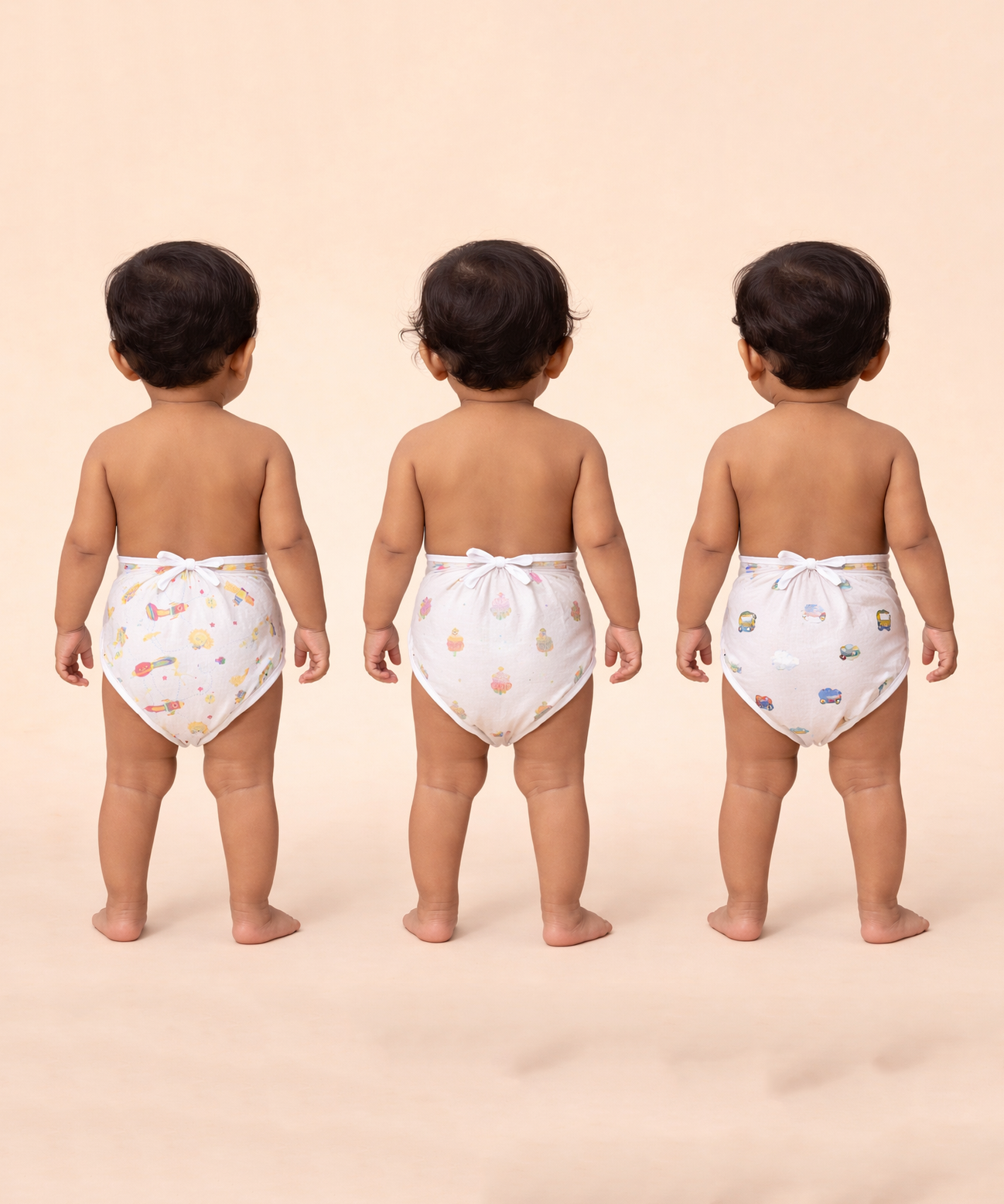 Baby Printed Cotton Nappy/Langot | Soft Muslin Fabric | 0–6 Months (Pack of 3 Pieces)