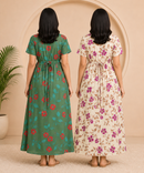 Maternity Feeding Maxi Dress | Nursing Friendly Nighty Style (Pack of 2 Pieces)