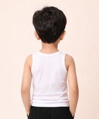 Kids Boys White Cotton Inner Vest – Comfortable Sleeveless Undershirt ( Pack Of 5 Combo )