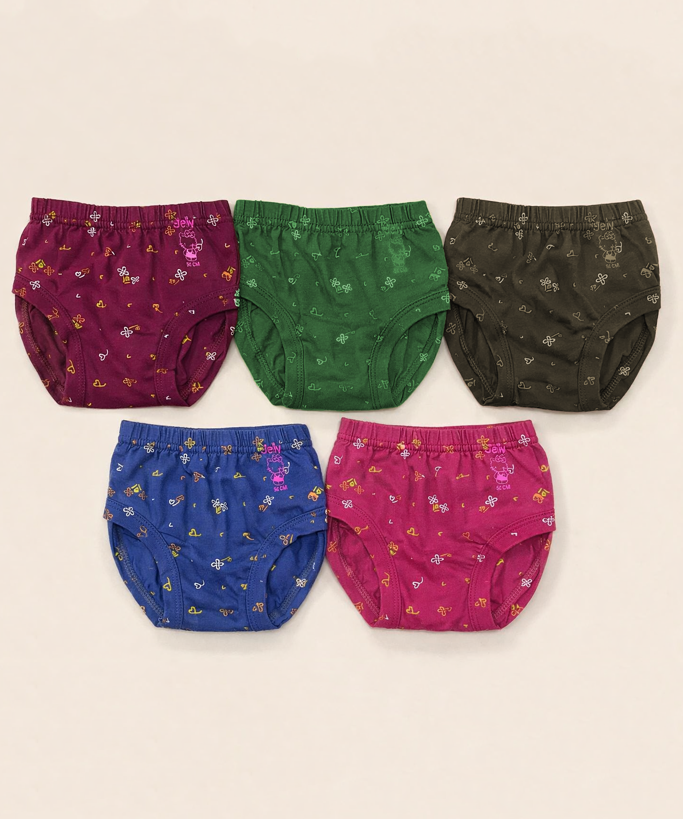Girls Kids Jelly Print Underwear Brief 100% Pure Cotton | (Pack of 5)