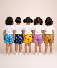 Girls Kids Pure Cotton Printed Shorts with Elastic Age 0 To 4 Years (Pack of 10)