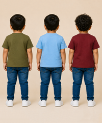 Kids Boys Popcorn Stripes Half Sleeve T-Shirt | Age 3 to 6 Years (Pack of 3 Pieces)