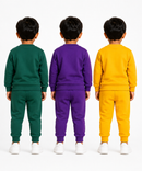 Boys Full Sleeve Cotton Winter Co-Ord Set | Typography Chest Printed Sweatshirt & Jogger Track Pant | Age 1 to 4 Years (Pack of 3 Sets)