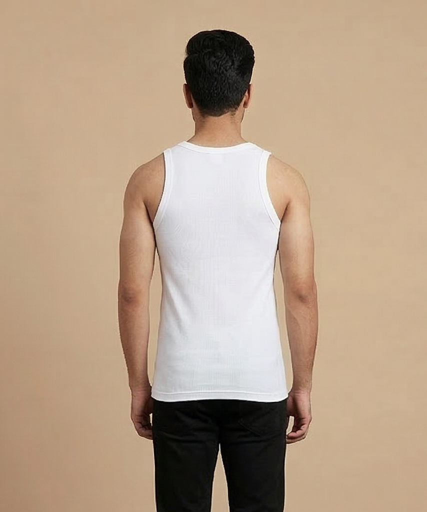 Fitto Men's Vest Ticker White Cotton Vest | 5 Pack Combo | Soft Breathable Innerwear