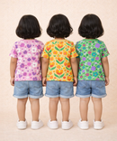 Kids Girls Cotton Printed T-shirt | 0 to 3 Years (Pack Of 3 Pieces)