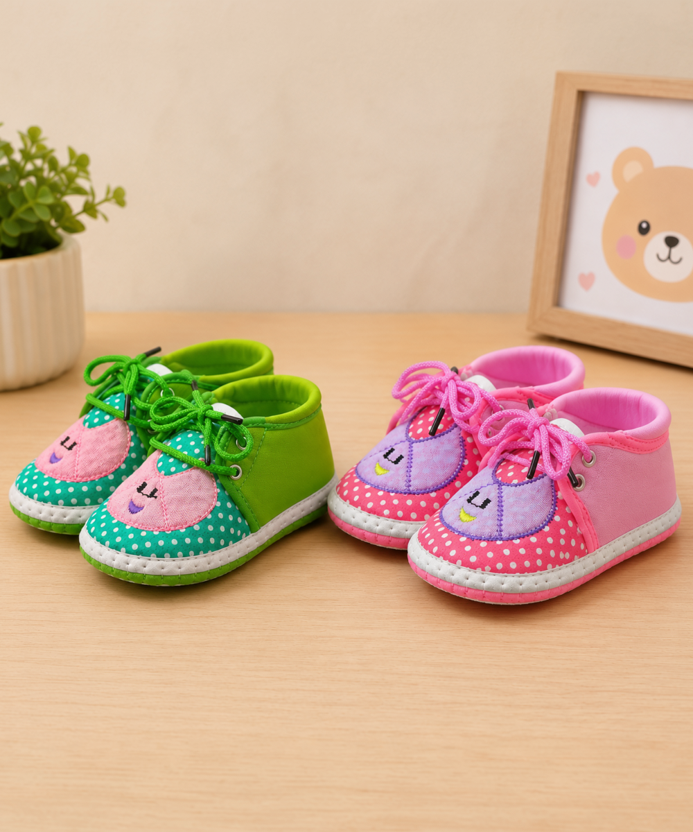 Baby Cartoon Printed Soft Sole Booties Shoes for Infants & Toddlers | Pack of 2 Pairs Set Combo