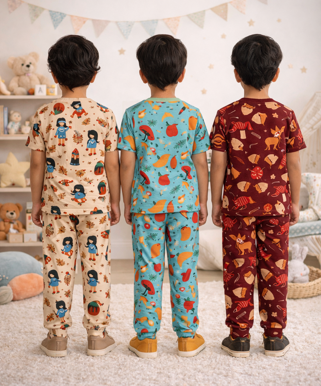 Boys Cotton Cartoon Printed Kids Co-ord Set Combo | Age 0 to 5 Years | T-shirt & Track pant (Combo Set Pack of 3)