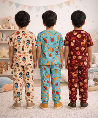 Boys Cotton Cartoon Printed Kids Co-ord Set Combo | Age 0 to 5 Years | T-shirt & Track pant (Combo Set Pack of 3)