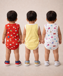Boy & Girl Baby Sleeveless Bodysuit | 100% Pure Cotton | Age 0-12 Months (Pack of 3 Combo)