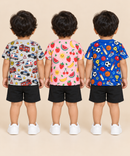 Baby Boys All Over Printed Cotton T-Shirt Multi Colour | Age 0 to 36 Months (Pack of 3 Pieces)