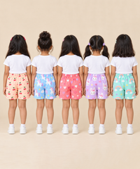 Girls Printed Cotton Shorts | Soft Elastic Waist Casual Shorts | Age 4 to 12 Years (Pack of 5 Pieces)