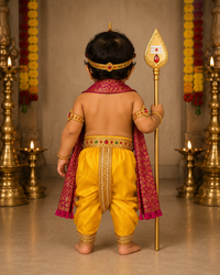 Baby Lord Murugan Fancy Dress Costume Set with  Crown & Temple Jewellery | Premium Traditional Kids Devotional, Lord, God Costume