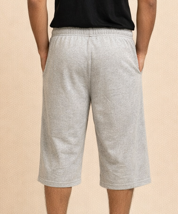 Men's Cotton Fabric 3/4 Shorts for Regular Wear | Light Grey Color | Sizes M, L, XL, 2XL | Rolls Run