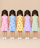 Girls 100% Cotton All Over Printed 2 To 5 Years Gown Dress/Frock Dress (Pack of 5)