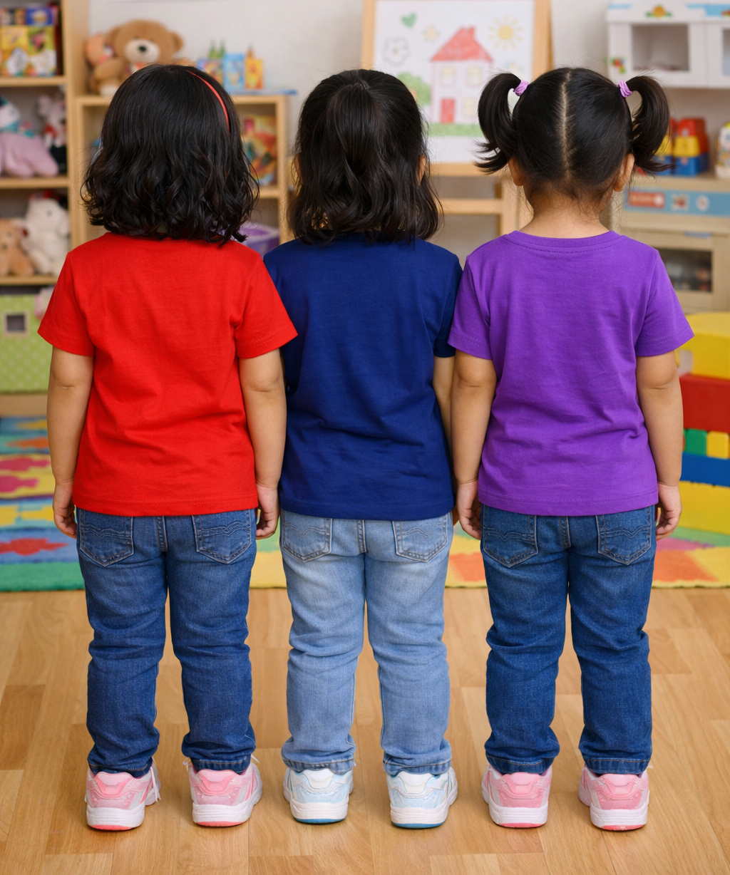 Kids Cotton Girls Tshirt Plain Multi Color | Age 0 to 6 Years (Pack of 3 Pieces)