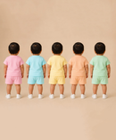 Boy & Girl Babies Poly Cotton Half Sleeve Printed Top & Shorts Co-ord Set | 0-6 Months (Pack of 5) - Style 4