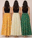 Rayon Floral Printed Skirt for Women Casual & Party Wear | Combo (Pack of 3)