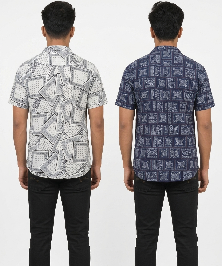 Men's Printed Casual Half Sleeve Shirt | Size - L,XL,2XL | Regular Fit Summer Resort Shirts for Men | Pack Of 2 Piece Combo